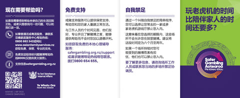 "Spending more on pokies" Wallet leaflet - Chinese (Simplified) (pack of 10)