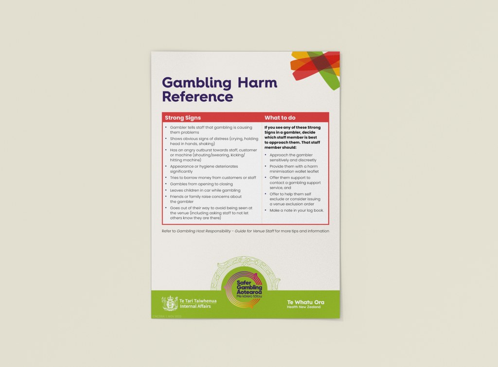 Gambling Harm Reference (Strong Signs) - A5 Sticker